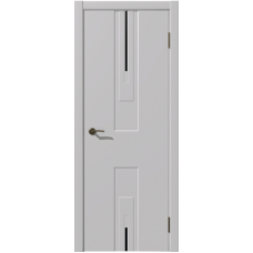 Дверь межкомнатная Дубрава Сибирь Флор КРОКУС серая, стекло черное